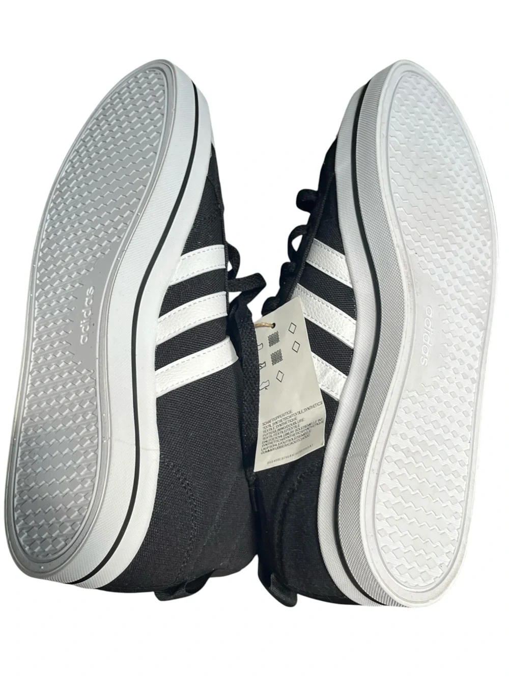 US 8.5 adidas Black High-Top Sneakers with White Stripes
